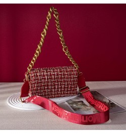 Quilted Handbags for Women Crossbody Bags Trendy Small Purses and Top Handle Handbags Z Red & Gold $17.10 Crossbody Bags