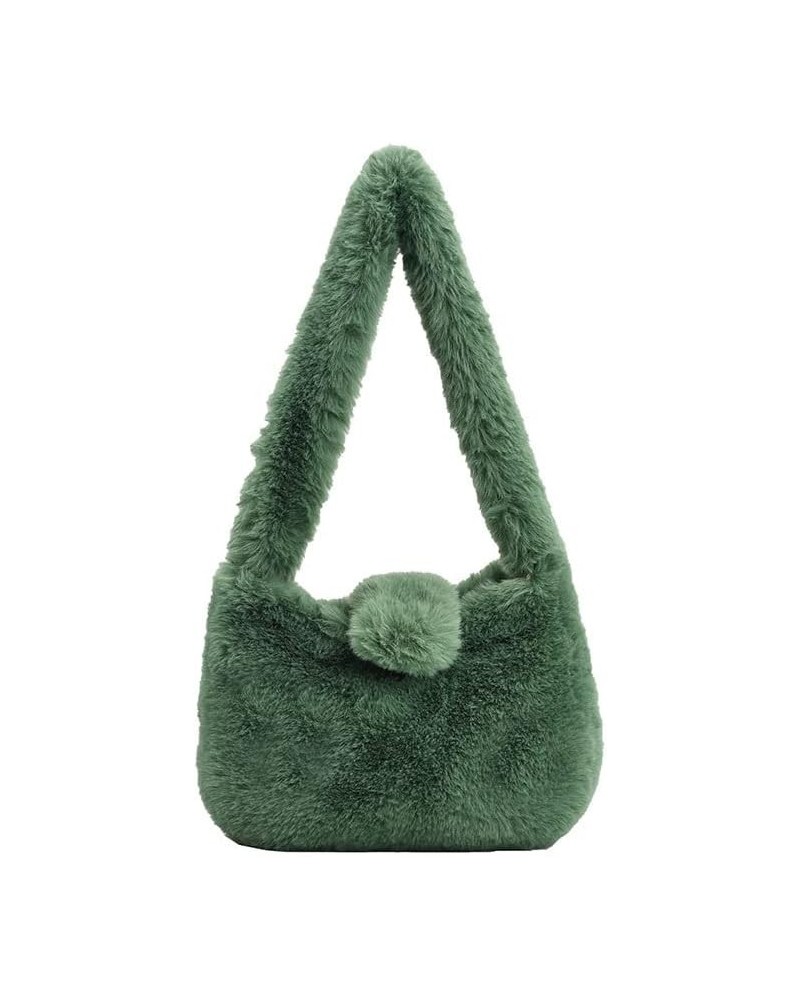 Plush Underarm Bag Y2K Women Aesthetic Fuzzy Tote Bag Furry Warm Winter Shoulder Bag Accessories (Beige) Green $12.40 Totes