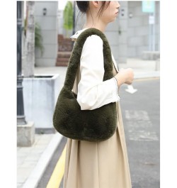 Plush Underarm Bag Y2K Women Aesthetic Fuzzy Tote Bag Furry Warm Winter Shoulder Bag Accessories (Beige) Green $12.40 Totes