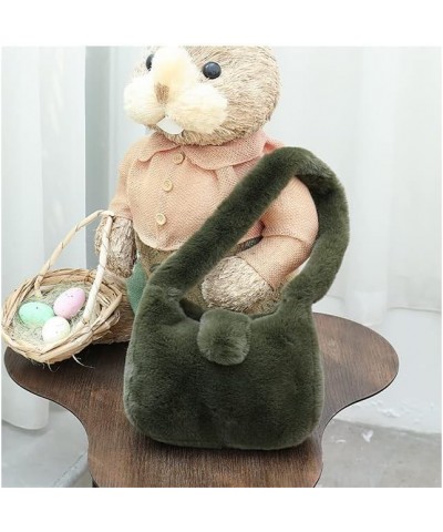 Plush Underarm Bag Y2K Women Aesthetic Fuzzy Tote Bag Furry Warm Winter Shoulder Bag Accessories (Beige) Green $12.40 Totes