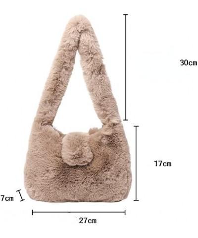 Plush Underarm Bag Y2K Women Aesthetic Fuzzy Tote Bag Furry Warm Winter Shoulder Bag Accessories (Beige) Green $12.40 Totes