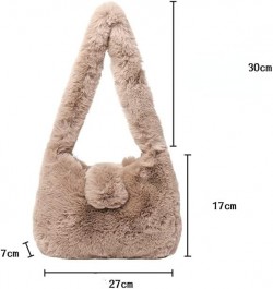 Plush Underarm Bag Y2K Women Aesthetic Fuzzy Tote Bag Furry Warm Winter Shoulder Bag Accessories (Beige) Green $12.40 Totes