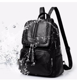 Backpacks Fringed Solid Color Backpack Women Black Travel Birthday Gift Simple Fashion Bag Zipper $46.64 Backpacks