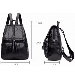 Backpacks Fringed Solid Color Backpack Women Black Travel Birthday Gift Simple Fashion Bag Zipper $46.64 Backpacks