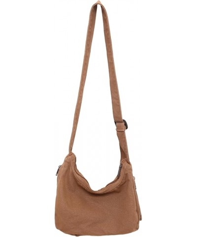 Canvas Hobo Messenger Shoulder Bag for Women Casual Crossbody Purse Travel Work Brown $9.66 Crossbody Bags