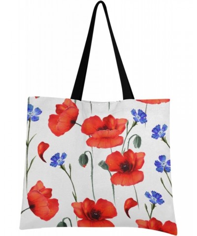 Handbags and Purse Beautiful Red Poppy for Women Tote Bag Large Capacity Top Summer Poppy Flowers Storage Handle Shopper Shou...