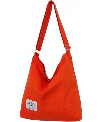 Women's Retro Large Size Canvas Shoulder Bag Hobo Crossbody Handbag Casual Tote Orange $9.51 Totes