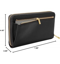 Women's Liza Leather Zip Around Clutch Wallet With Retractable Wristlet Strap for Women Black W/ Brass $37.37 Wristlets