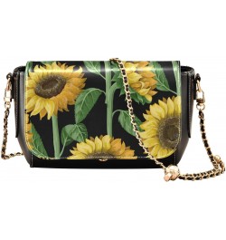 Sunflowers Leaves Black Crossbody bags for Women Small Crossbody Purses with Adjustable Strap Cross Body Purse Shoulder Bag f...