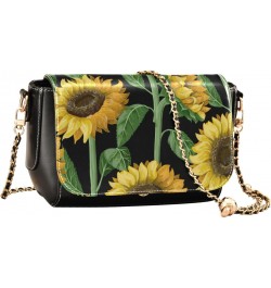 Sunflowers Leaves Black Crossbody bags for Women Small Crossbody Purses with Adjustable Strap Cross Body Purse Shoulder Bag f...