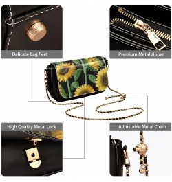 Sunflowers Leaves Black Crossbody bags for Women Small Crossbody Purses with Adjustable Strap Cross Body Purse Shoulder Bag f...