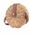 Round Straw Bag Women Summber Beach Purse Handbag Woven Cross Body Bag Satchel Brown $18.03 Satchels