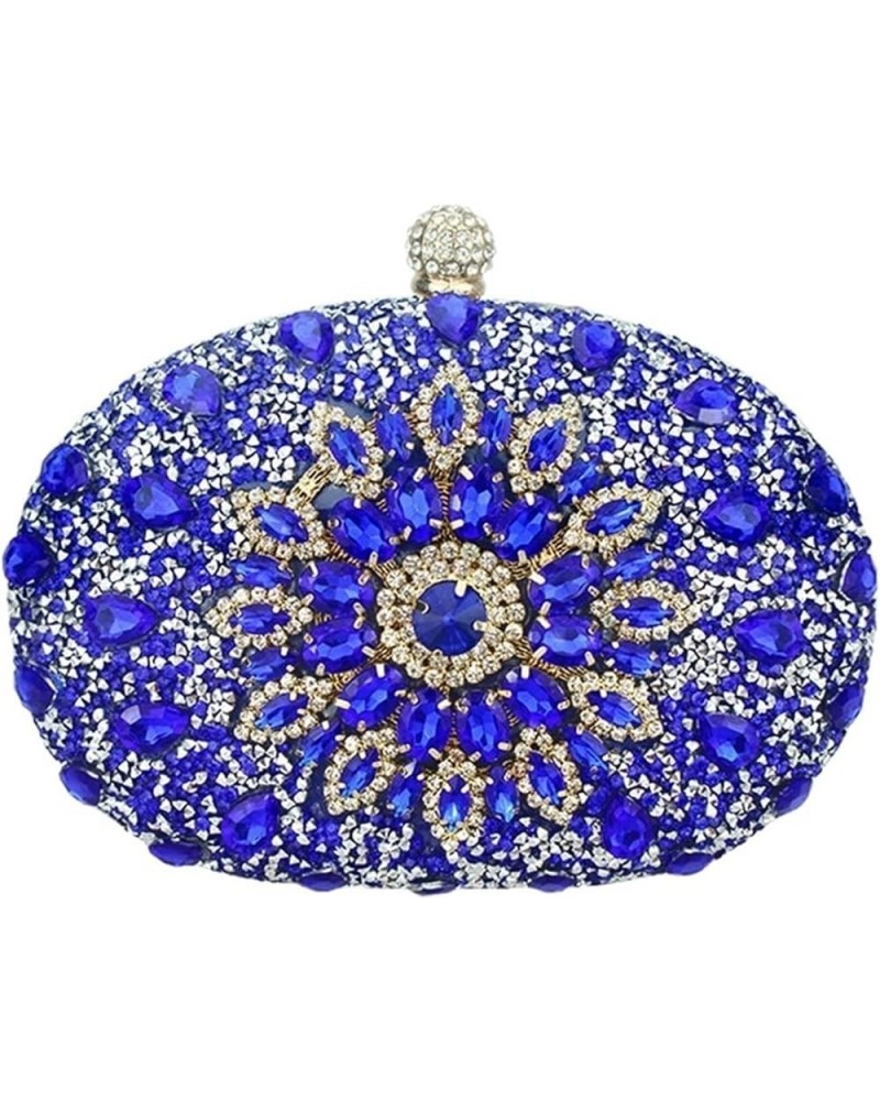 Multicolored Diamond Women Clutch Evening Bags Bridal Crystal Flower Handbags Purses Wedding Party Dinner Bag Blue $45.86 Eve...