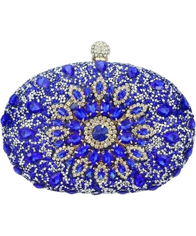 Multicolored Diamond Women Clutch Evening Bags Bridal Crystal Flower Handbags Purses Wedding Party Dinner Bag Blue $45.86 Eve...