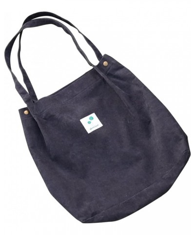 Corduroy Tote Bag for Women Cute Tote Bag with Inner Pocket for College Work Beach Grocery Pro-dark Grey $8.00 Totes