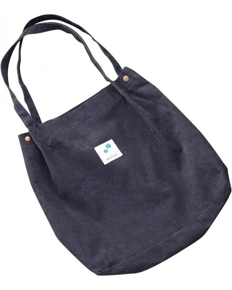 Corduroy Tote Bag for Women Cute Tote Bag with Inner Pocket for College Work Beach Grocery Pro-dark Grey $8.00 Totes