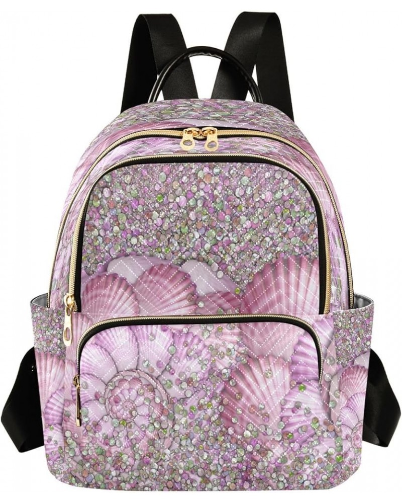 Backpack Purse for Women Pink Glitter Shell 3d, Mini Fashion Backpack Lightweight Casual Daypack Shoulder Bag Travel Backpack...