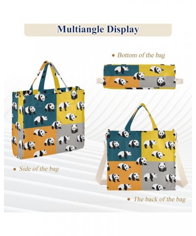 Different Poses Panda Illustration Women's Tote Handbags Top Handle Satchel Shoulder Bag Crossbody Bag M $13.86 Totes