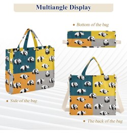 Different Poses Panda Illustration Women's Tote Handbags Top Handle Satchel Shoulder Bag Crossbody Bag M $13.86 Totes