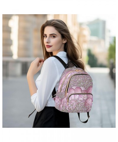 Backpack Purse for Women Pink Glitter Shell 3d, Mini Fashion Backpack Lightweight Casual Daypack Shoulder Bag Travel Backpack...