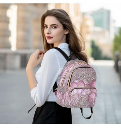 Backpack Purse for Women Pink Glitter Shell 3d, Mini Fashion Backpack Lightweight Casual Daypack Shoulder Bag Travel Backpack...