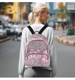 Backpack Purse for Women Pink Glitter Shell 3d, Mini Fashion Backpack Lightweight Casual Daypack Shoulder Bag Travel Backpack...