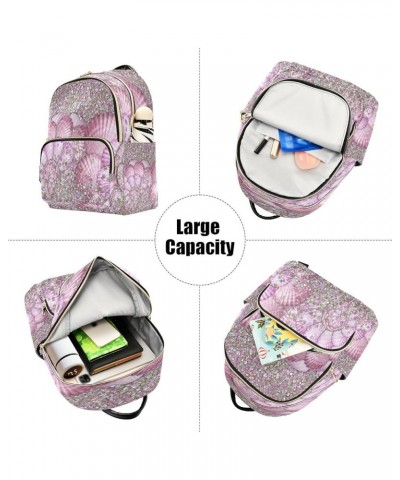 Backpack Purse for Women Pink Glitter Shell 3d, Mini Fashion Backpack Lightweight Casual Daypack Shoulder Bag Travel Backpack...