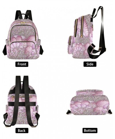 Backpack Purse for Women Pink Glitter Shell 3d, Mini Fashion Backpack Lightweight Casual Daypack Shoulder Bag Travel Backpack...