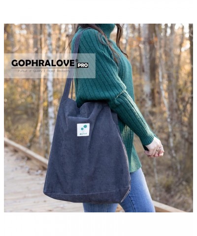 Corduroy Tote Bag for Women Cute Tote Bag with Inner Pocket for College Work Beach Grocery Pro-dark Grey $8.00 Totes