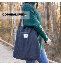 Corduroy Tote Bag for Women Cute Tote Bag with Inner Pocket for College Work Beach Grocery Pro-dark Grey $8.00 Totes