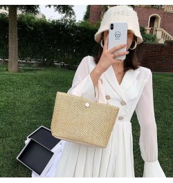 Women Straw Handbag Summer Beach Rattan Tote Bag Crossbody Shoulder Top Handle Handbag Handmade Purse Light Phone Bag (Color ...