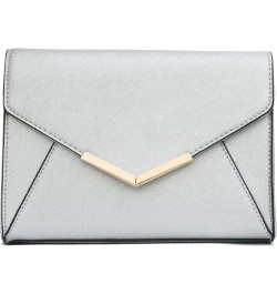 Women Elegant Faux Leather Evening Envelope Clutch Purse Foldover Bags for Party Wedding Prom A-silver $13.20 Evening Bags