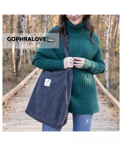 Corduroy Tote Bag for Women Cute Tote Bag with Inner Pocket for College Work Beach Grocery Pro-dark Grey $8.00 Totes