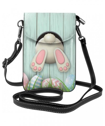 Easter Egg Bunny Rabbit Women Leather Crossbody Cell Phone Purse Wallet Smartphone Shoulder Bag $20.05 Crossbody Bags