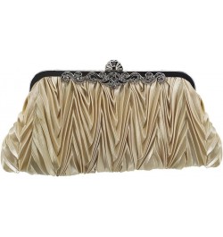 Women Satin Evening Clutch Bag Formal Party Clutches Wedding Handbag Purses Apricot $17.99 Evening Bags