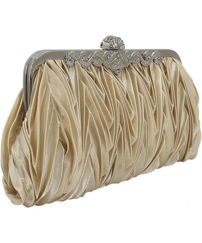 Women Satin Evening Clutch Bag Formal Party Clutches Wedding Handbag Purses Apricot $17.99 Evening Bags