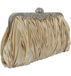 Women Satin Evening Clutch Bag Formal Party Clutches Wedding Handbag Purses Apricot $17.99 Evening Bags