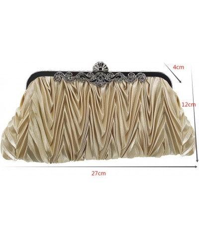 Women Satin Evening Clutch Bag Formal Party Clutches Wedding Handbag Purses Apricot $17.99 Evening Bags