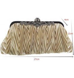 Women Satin Evening Clutch Bag Formal Party Clutches Wedding Handbag Purses Apricot $17.99 Evening Bags