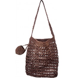 Handmade Knitted Straw Beach Tote Storage Shoulder Bag Women Handbag Coffee $10.79 Shoulder Bags