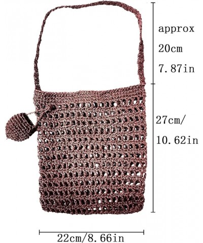 Handmade Knitted Straw Beach Tote Storage Shoulder Bag Women Handbag Coffee $10.79 Shoulder Bags