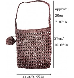 Handmade Knitted Straw Beach Tote Storage Shoulder Bag Women Handbag Coffee $10.79 Shoulder Bags