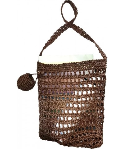 Handmade Knitted Straw Beach Tote Storage Shoulder Bag Women Handbag Coffee $10.79 Shoulder Bags