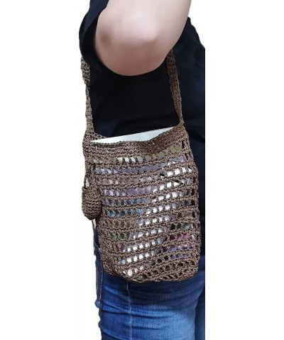 Handmade Knitted Straw Beach Tote Storage Shoulder Bag Women Handbag Coffee $10.79 Shoulder Bags