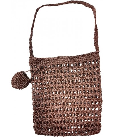 Handmade Knitted Straw Beach Tote Storage Shoulder Bag Women Handbag Coffee $10.79 Shoulder Bags