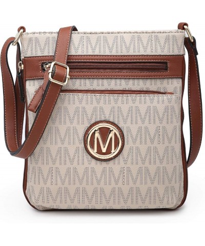 Crossbody Bags Purses for Women Trendy Multi Pockets Monogram Zip Shoulder Bags Ladies PU Leather Handbag M-beige $18.89 Shou...