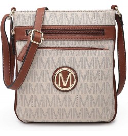 Crossbody Bags Purses for Women Trendy Multi Pockets Monogram Zip Shoulder Bags Ladies PU Leather Handbag M-beige $18.89 Shou...