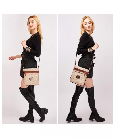 Crossbody Bags Purses for Women Trendy Multi Pockets Monogram Zip Shoulder Bags Ladies PU Leather Handbag M-beige $18.89 Shou...