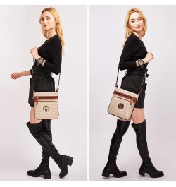 Crossbody Bags Purses for Women Trendy Multi Pockets Monogram Zip Shoulder Bags Ladies PU Leather Handbag M-beige $18.89 Shou...