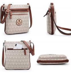 Crossbody Bags Purses for Women Trendy Multi Pockets Monogram Zip Shoulder Bags Ladies PU Leather Handbag M-beige $18.89 Shou...